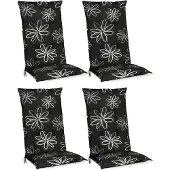 Beautissu 4er Set Hochlehner für Gartenstuhl Flores, 120x50x6cm, Schwarz