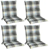 Beautissu 4er Set Sunny BK Niedriglehner Auflagen 100x50 cm in Blau Kariert