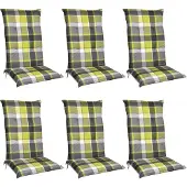 Beautissu 6er Set Hochlehner Auflagen Set 120x50 cm Polster Grün Kariert