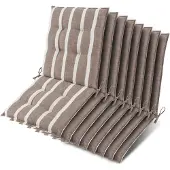 Beautissu 8er Set Sun-NL Niederlehner Auflage 105x50x8cm Beige-Weiß-Gestreift