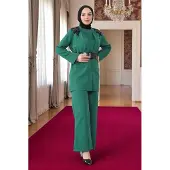 Turkishsouq Spitzen Detailed Jumpsuit Anzug Smaragdgrün