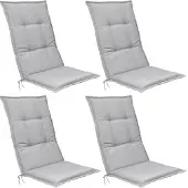 Beautissu 4er Set Hochlehner Set Base HL Sitzkissen, 120x50x6cm Hellgrau