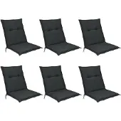 Beautissu 6er Set Niedriglehner Auflagen Base NL, 100x50cm, Graphit