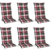 Beautissu 6er Set Hochlehner Auflagen Set 120x50 cm Polster Rot Kariert