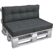 Beautissu Palettenkissen Outdoor 1x Sitzkissen & 1x Rückenkissen, Grau