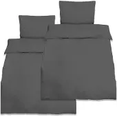 Beautissu 2er Set Renforcé Bettwäsche Set Julie, 135x200cm, 4tlg., Anthrazit