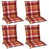 Beautissu 4er Set Sunny RO Niedriglehner Auflagen 100x50 cm in Rot Kariert