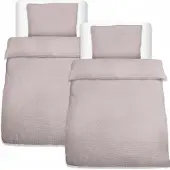 Beautissu BETTBEZUG Meline 155x220cm + Kissenbezug 80x80cm Taupe Seersucker (4tlg)