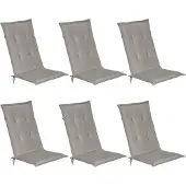 Beautissu 6er Set Gartenstuhlauflage Loft HL Hellgrau, 120x50x6cm