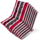 Beautissu 7er Set Sun-NL Niederlehner Auflage 100x50x8cm Rot-Anthrazit-Gestreift