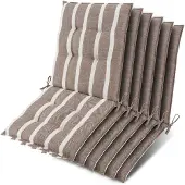 Beautissu 6er Set Sun-NL Niederlehner Auflage 105x50x8cm Beige-Weiß-Gestreift