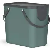 Rotho Mülltrennsystem 25L Albula - Mülleimer 40,0 x 23,5 x 34,0 cm - Abfalleimer Kunststoff mit Griffen - Müllbehälter mit Deckel und Aufklebern