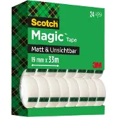 Scotch Sparset Klebeband Magic Tape, 24 Rollen, L 33 m x B 19 mm, Ø 26 mm