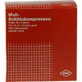 Dräco Schlitzkompressen Mull 10x10 cm steril 12fach 25x2 St Kompressen