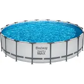 Bestway Steel Pro MAX Frame Pool Komplett-Set mit Filterpumpe Ø 549 x 122 cm, lichtgrau, rund