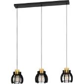 Eglo Hängelampe mit 3 Leuchten Stillington 1 schwarz mit Holz