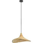 Eglo Hängelampe Haxey, 1-flammige Pendelleuchte Esstisch, Esszimmerlampe aus Bambus in Natur, Holz Hängeleuchte mit E27 Fassung