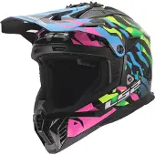 LS2 Crosshelm MX708 Fast II Grotesk Blau Pink Grün L