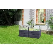 Garantia Hochbeet klassisch Ergo Quadro Turbo Plus 2 L 80 inkl. Flora-Wassersparsystem 160 x 80 x 80 cm wood