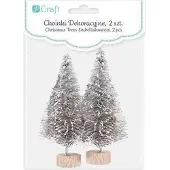 Crelando Dekorative silberne Weihnachtsbäume 8cm 2St.