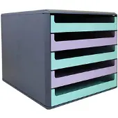 Böttcher-AG Schubladenbox A4, Recycling-Kunststoff, 5 Fächer, offen, pastell / anthrazit