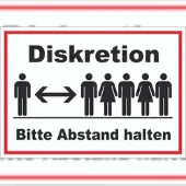 HB-Druck Diskretion Bitte Abstand halten Aufkleber Rücksichtnahme A4 (210x297mm)