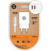 Tech One Tech Wand-Ladegerät + USB-C Kabel TEC2403 Weiss Double