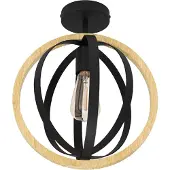 Eglo Deckenleuchte Basildon, Deckenlampe mit Reifen, Wohnzimmerlampe aus natürlichem Holz und Metall in schwarz, Deckenbeleuchtung Wohnzimmer, E27