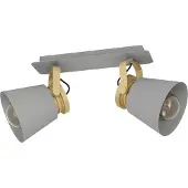 Eglo Deckenstrahler Twicken, 2-flammige Deckenlampe mit schwenkbaren Spots, Deckenleuchte aus Metall in Grau und Gold, Deckenspot mit E27 Fassung