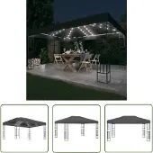 The Living Store Pavillon mit LED-Lichterkette 3x4 m Anthrazit Stoff