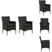 vidaXL Gartenstühle mit Sitzpolster 2 Stk. Poly Rattan Schwarz - Gartenstühle