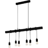 Eglo Pendelleuchte Townshend 6-flammig E27 Schwarz Stahl Holz 100x10cm 44062