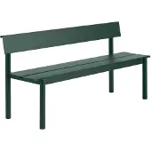 Muuto - Linear Steel Bank mit Rückenlehne, 170 cm, dunkelgrün