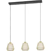 Eglo Hängelampe Ciudadela, 3-flammige Pendelleuchte über Esstisch, Esszimmerlampe in Diamantform aus Metall, Hängeleuchte, E27 Fassung, 88 cm