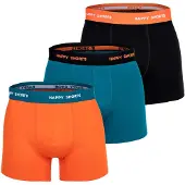 Happy Shorts Herren Boxer Shorts, 3er Pack - Retro Jersey, Logobund