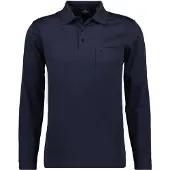 Ragman Herren Langarm-Poloshirt - Soft Knit Polo Knopf Langarm, Baumwollmischung, Knopfleiste, Easy Care Dunkelblau 6XL
