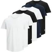 Jack & Jones JACK&JONES Herren T-Shirt, 6er Pack - JJENOA TEE 6PK, Kurzarm, Bio-Baumwolle, einfarbig