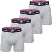 Champion Herren Boxershorts, 4er Pack - Baumwolle, Logobund, einfarbig