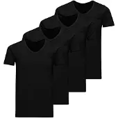 Jack & Jones JACK&JONES Herren T-Shirt, 4er Pack - JACBASIC V-NECK TEE, Kurzarm, einfarbig, Baumwolle