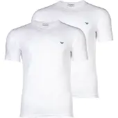 Emporio Armani für Herren. EM000392_AF14132 Set 2 elastische Strick-Homewear-T-Shirts mit weißem V-Ausschnitt (M), Heimtextilien, Baumwolle,