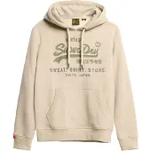 Superdry für Herren. M2014122A Vintage Heritage beige Kapuzensweatshirt mit Logo (XXL), Lässig, Baumwolle