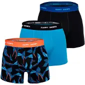 Happy Shorts Herren Boxer Shorts, 3er Pack - Retro Jersey, Logobund