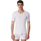 Schiesser Herren 1/2 Arm T-Shirt 2er Pack - Jacke, Unterhemd, Cotton Essentials, Feinripp