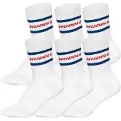 Huddle Unisex Socken, 6er Pack - Streifen, Logo, Crew, Sportsocken, einfarbig
