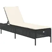 vidaXL Sonnenliegen mit Auflagen 2 Stk. Schwarz Poly Rattan