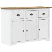 vidaXL Highboard BODO Weiß Braun 115,5x43x200,5 cm Massivholz Kiefer