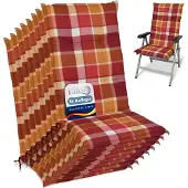Beautissu 8er Set Hochlehner Auflagen Set 120x50 cm Polster Rot Kariert