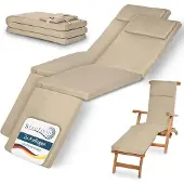 Beautissu 2er Set Luxus Deckchair Auflage LoftLux DC, 175x45x5cm, Natur