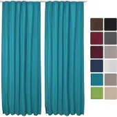 Beautissu Amelie TK Vorhang mit Kräuselband 140x245cm Türkis 2tlg