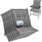 Beautissu 8x Set Premium Gartenstuhlauflage Niedriglehner 105x50x7cm, Hellgrau